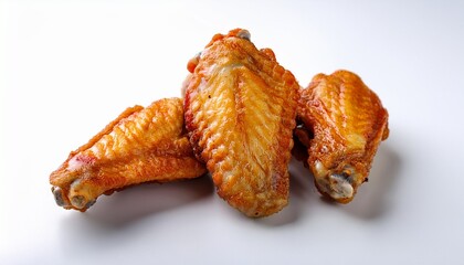 fried chicken wings arranged neatly on a white background looking hot crispy and perfect for a savory snack or delicious side meal anytime