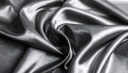 Silver Satin Fabric Texture Closeup.