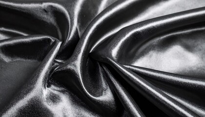 Dark Gray Satin Fabric Texture Closeup.
