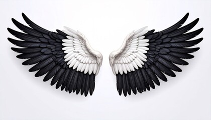 Black  White Angel Wings Graphic Design.