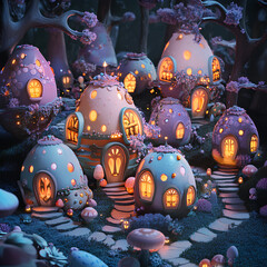 A Magical 3D Enchanted Easter Egg Village