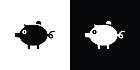 Piggy bank icon silhouette vector illustration isolated flat style