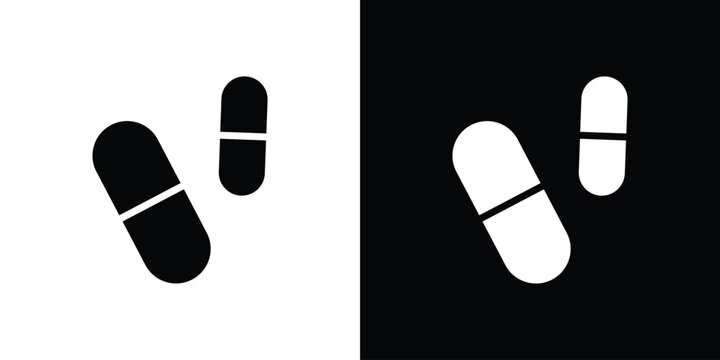 Pill icon silhouette vector illustration isolated flat style