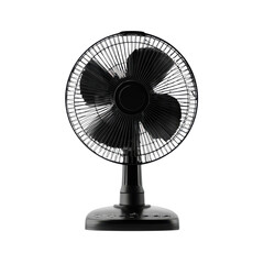 A black standing fan circulates air, enhancing comfort in a warm, indoor environment during summer