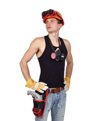 Young man in safety gear