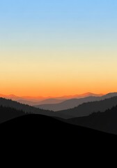 Obraz premium Tranquil mountain scenery with layered hills at sunset or sunrise