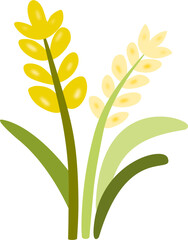 Minimalist nature vector featuring simple rice plant icon in clean and modern style. Perfect for agricultural themes, food illustrations, packaging, branding, and decorative projects inspired by natur
