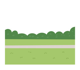 나무와 풀과 잔디가 있는 산책로 일러스트