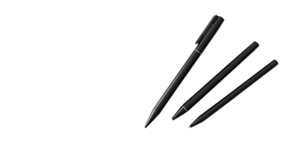 Three black pens arranged diagonally against a dark background