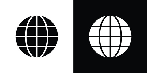 Globe icon silhouette vector illustration isolated flat style