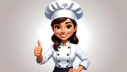 Cartoon chef woman giving thumbs up