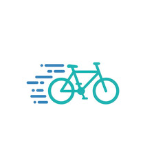 Fototapeta premium Fast Bicycle Teal and Blue Icon on White Background