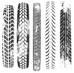 Discover a collection of tire tread pattern PNG overlays with intricate designs on a transparent background