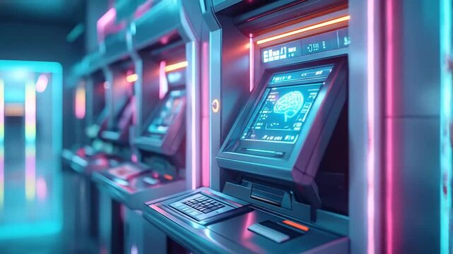 Futuristic ATM Machines with Brain Interface Display