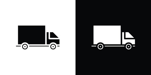 Delivery van icon silhouette vector illustration isolated flat style