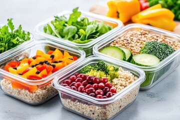 Fresh ingredients in glass containers for healthy meal prep and natural flavorful cooking