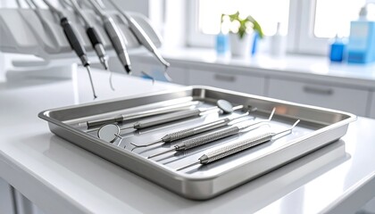 Dental tools tray in a clinic
