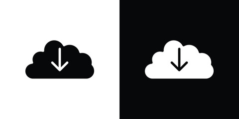 Cloud download icon silhouette vector illustration isolated flat style