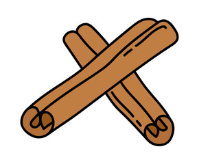 Brown cinnamon stick, spice, aroma.