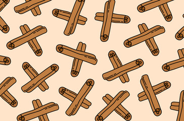 Background with cinnamon sticks, pattern, spice, aroma.