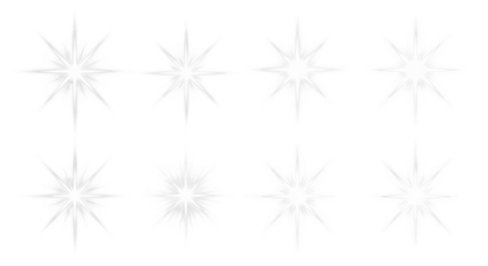 White Starbursts Set Isolated on White Background | Sparkling Light Effects Elements for Graphic Design, Christmas and Holiday Decor