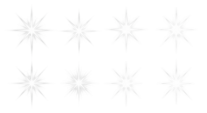White Starbursts Set Isolated on White Background | Sparkling Light Effects Elements for Graphic Design, Christmas and Holiday Decor