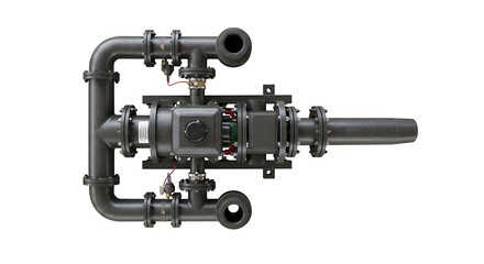工業用ポンプシステム 高解像度写真 黒色金属配管