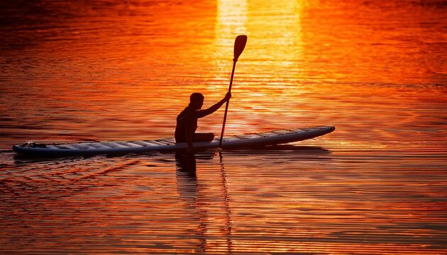 golden hour stand up paddleboarding closeup featuring paddle ripples and textured board