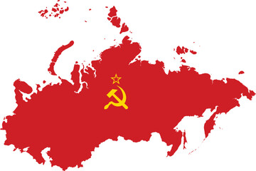 USSR Soviet Union Map With Flag Fill