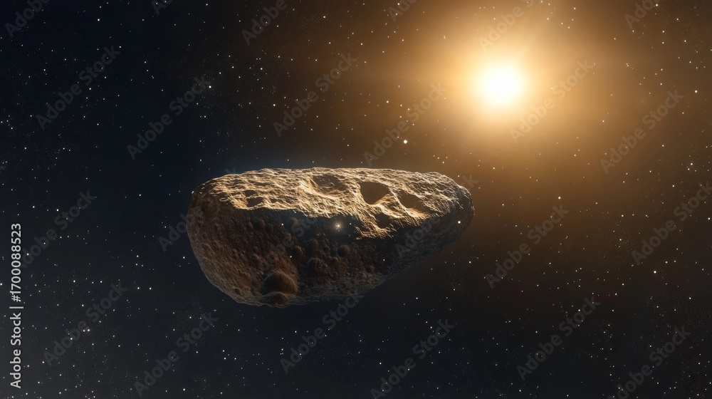 Canvas Prints incredible view of a giant dark asteroid drifting through the expansive depths of space