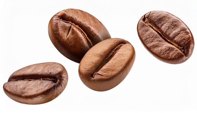 falling coffee beans isolated on a white or white background
