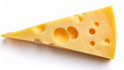 triangle piece of cheese isolated on white background top view