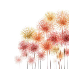 Vibrant flowers in pink and orange hues create a playful display against a minimalistic background