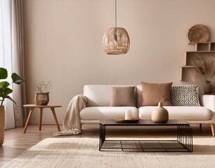 minimalist beige living room