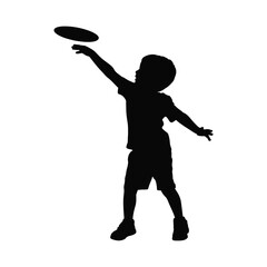 Silhouette of Boy Catching Frisbee Mid Air Athletic Activity
