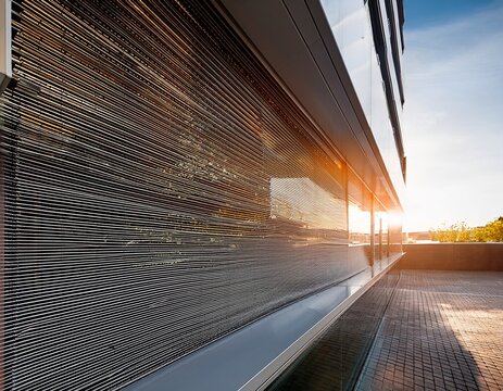 adjustable sun control louver and solar shading horizontal on modern building facade