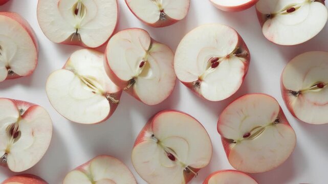 A collection of freshly sliced apples, cut into bite-sized pieces and ready to be eaten or used in a variety of dishes.