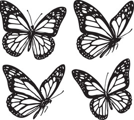  Monarch butterfly vector set – beautiful insect silhouette and graphic art collection.
