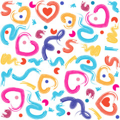 Colorful love shaped brush strokes suitable for backgrounds and patterned fabrics
