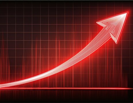 hand drawing glowing red financial graph line