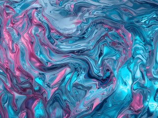 Obraz premium Colorful abstract marbling effect with dynamic fluid motion and vibrant neon blue and pink colors