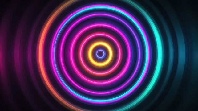 Colorful concentric circles in a dark background.
