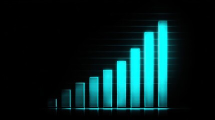 Glowing bar graph on a dark background shows upward growth.