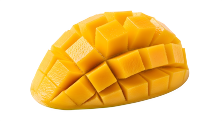 Fresh mango slice isolated on transparent background juicy and ripe tropical fruit, a healthy and delicious ingredient for desserts and snacks