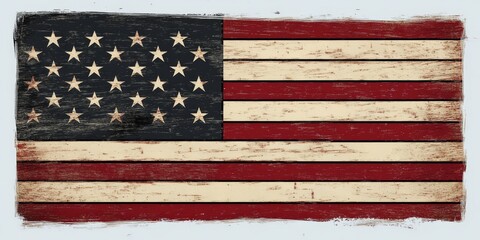 Vintage American Flag Design with Distressed Texture, Stars and Stripes, Rustic Patriotism Theme