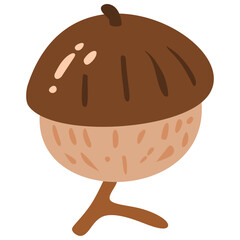Organic harvest vector featuring a single acorn fruit icon. Perfect for autumn themes, forest illustrations, packaging, branding, and decorative projects inspired by nature, rustic style, and seasonal