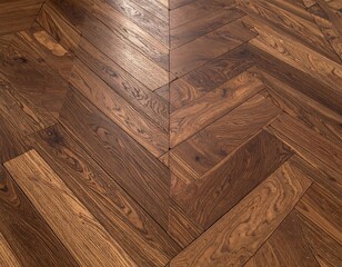 Dark brown herringbone wooden floor
