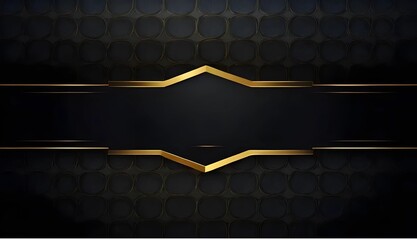 Luxury Black Banner with Metallic Gold Accents and Hexagon Pattern