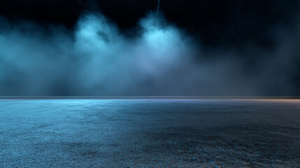 Dark empty street dark blue background.