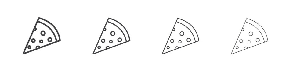 Pizza slice icons for graphic and web design.